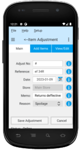 Adjust items with mobile app